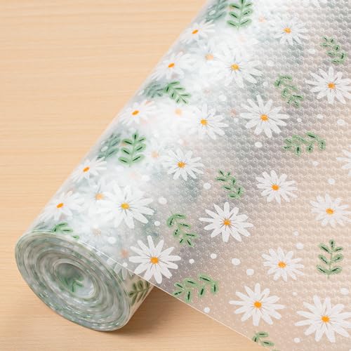 Cooyes Shelf Liner Non-Adhesive EVA Cabinet & Drawer Liner 11.8" x 120" - color: Green Daisy, size: 11.8"W x 120"L