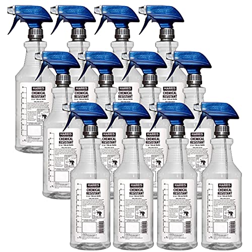 HARRIS 100% Chemically Resistant Professional Spray Bottles, 32oz (12-Pack) - size: 12 count