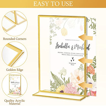 Hoteam 24 Pack 4 X 6 Inch Gold Acrylic Sign Holder Picture Frame - size: 4 x 6 Inch