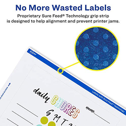 Avery® Matte White Rectangle Labels, Sure Feed® Technology, 4" x 6", 50 White Labels, Print-to-The-Edge, Permanent Adhesive, Laser/Inkjet Printable - style: 50 labels