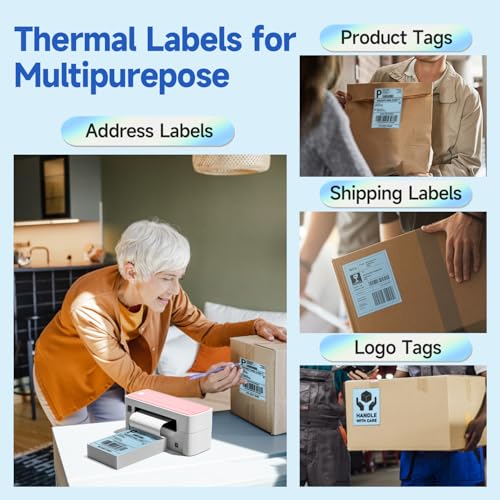 Phomemo 4X6'' Thermal Shipping Label- Pack of 500 4x6 Fan-Fold Label for Shipping Labels, Address, Mail, Product Logo Labels, Commercial Grade, Blue - color: Blue-500