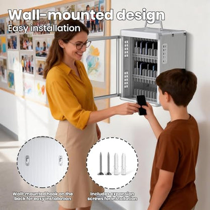Glosen 36 Slots Cell Phone Locker with Key for Classroom, Phone Storage Box - size: 36slots