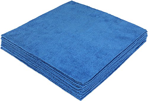 CleanAide Ultrasonic-Cut 300 GSM Microfiber Cleaning Towels, Lint-Free, Scratch-Free, Highly Absorbent, Durable & Reusable with Label-Free Edges for Auto, Home & Commercial Use, 14" x 14", 12-Pack, - color: Blue