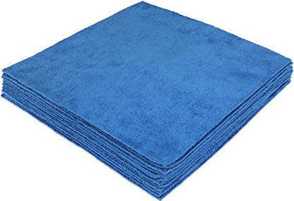 CleanAide Ultrasonic-Cut 300 GSM Microfiber Cleaning Towels, Lint-Free, Scratch-Free, Highly Absorbent, Durable & Reusable with Label-Free Edges for Auto, Home & Commercial Use, 14" x 14", 12-Pack, - color: Blue