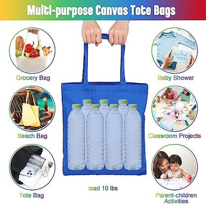 Roowest 60 Pack Canvas Tote Bags Bulk, 16" x 15", Multicolor - color: Multicolor