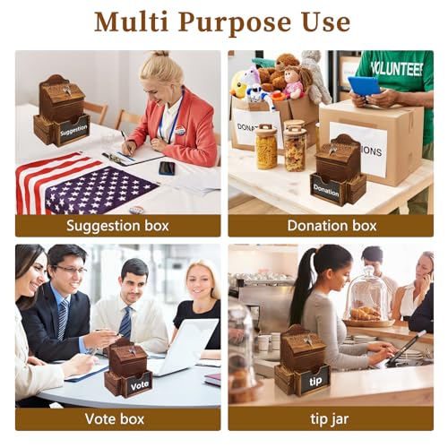 SAMYUCHO Wood Suggestion Box with Double-Sided Chalkboard for Church Office