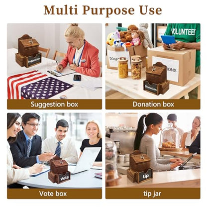 SAMYUCHO Wood Suggestion Box with Double-Sided Chalkboard for Church Office