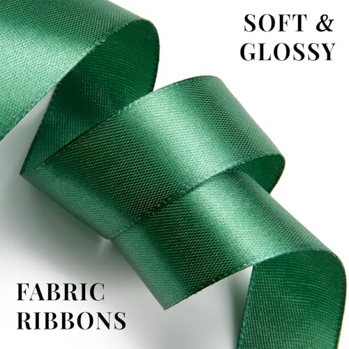 Dark Green Satin Ribbon 1 Inch x 100 Yards - color: Dark Green