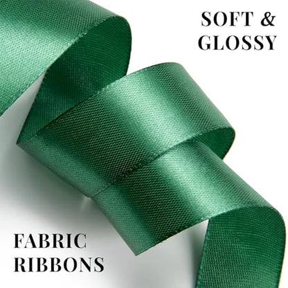 Dark Green Satin Ribbon 1 Inch x 100 Yards - color: Dark Green