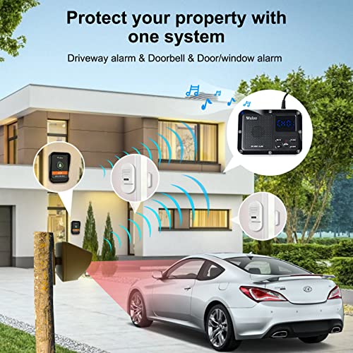 Wireless Alarm System for Home Security Expandable - 6-Piece Kit Include Doorbell, Door Alarm, and Solar Driveway Alarm - Chime/Sensitivity Adjustable NO Wi-Fi NO Monthly Fee With Rechargeable Battery - color: 6 units set
