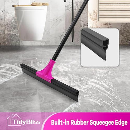 TidyBliss 18” Wide Floor Squeegee Broom Heavy Duty with 58.3” Long Handle