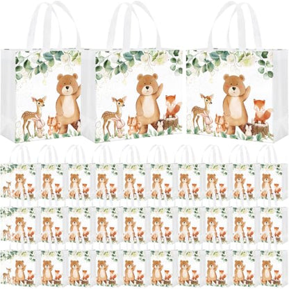 Abbylike 30 Pcs Thank You Gift Bags Woodland Animal Reusable Bag Sage Green - style: Woodland Animal