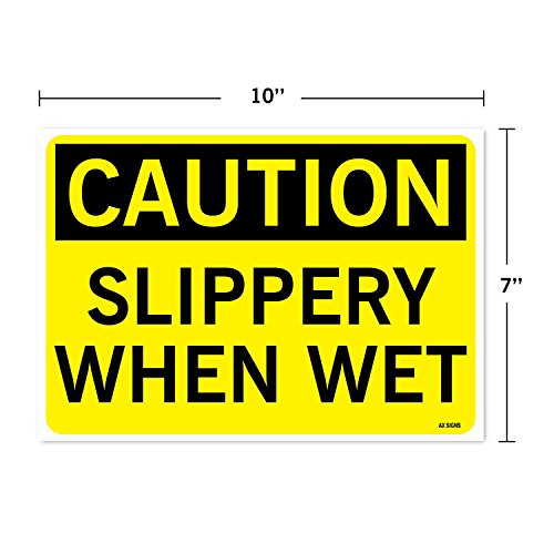 Caution: Slippery When Wet Sign, 10 x 7 Inch Vinyl Sticker