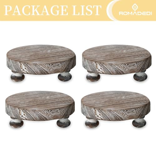 Romadedi Whitewashed Wood Riser, Pillar Candle Holder, 4.7 in, 4 Packs - color: Whitewashed, size: 4 PCS