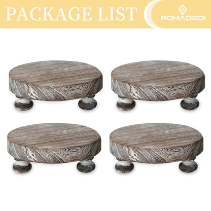 Romadedi Whitewashed Wood Riser, Pillar Candle Holder, 4.7 in, 4 Packs - color: Whitewashed, size: 4 PCS