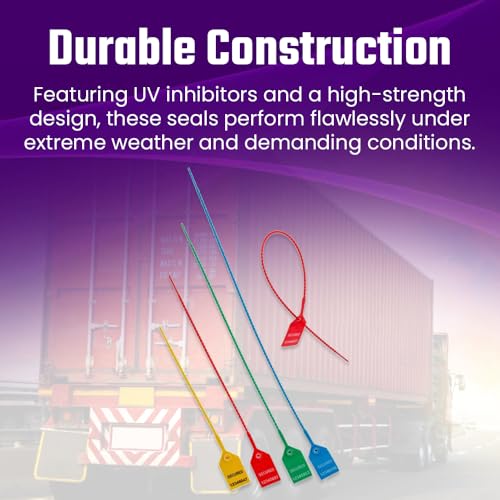 Beaded Pull Tight Security Seals - Adjustable, UV Resistant, High-Density Polyethylene Seals for Secure Locking - 15" Length, 1000-Pack, Red - color: Red, size: 15" (1000 Pack)