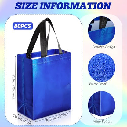 Eccliy 80 Pcs Reusable Gift Bags, Medium, Blue - color: Blue, size: Medium