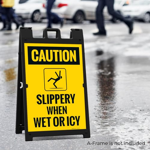 Caution Slippery When Wet Or ICY Sidewalk Sign Kit, (SI-76037) - size: 24x36 Inches, style: 2 Pack - Replacement Panels