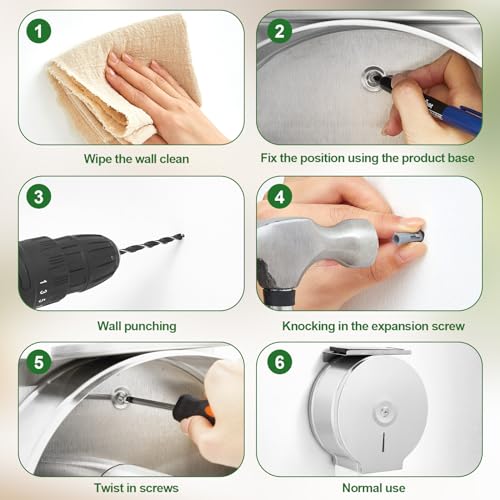 Mifoci 2 Pcs Commercial Jumbo Toilet Paper Dispenser with Shelf, Silver