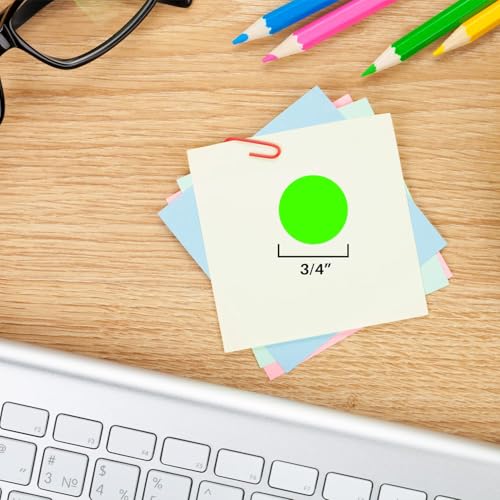 ChromaLabel Fluorescent Green Dot Stickers, 3/4 Inch, 1008/Pack - color: Fluorescent Green