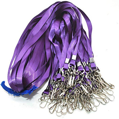 Beebel Purple Lanyards 100 Pcs Lanyard for Id Badges Flat Lanyard with Badge Clip with J-Hook (Purple) - color: Purple, size: 100 Pack
