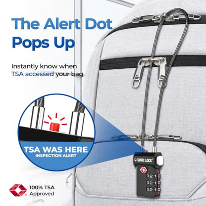 SURE LOCK 3 Digit TSA Approved Luggage Locks - color: EXTRA LONG CABLE, size: 15-Inch Long Cable