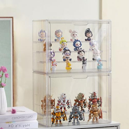 Acrylic Display Case for Collectibles, 4 Tier Figure Display Box, 2 Pack - size: L-4tier-2pack