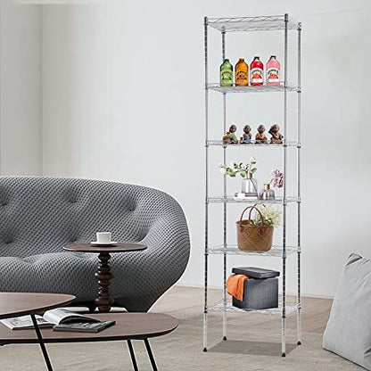 FDW | 6-Tier Wire Shelf | 17" x 12" x 64" | Chrome - color: Chrome, size: 17×12×64