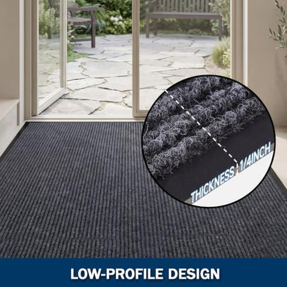 LeapYouth Indoor Outdoor Door Mat Runner, 3' x 10' Heavy Duty Commercial Entrance Mat, Absorbent Dirt Trapper with Non-Slip Backing, Low Profile Floor Runner for Hallway, Entryway, Office, Grey - size: 3' x 10' (Rectangular)