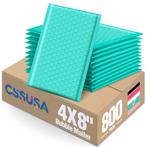 GSSUSA Teal Bubble Mailers 4x8" 800 Pack Padded Envelopes Self Seal - color: Teal, size: 4x8 800PC
