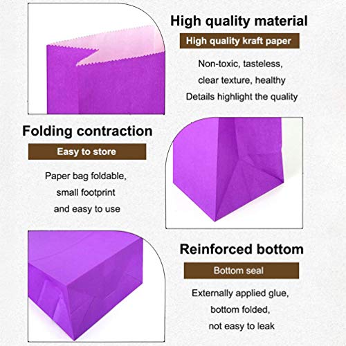 KEYYOOMY Mini Purple Paper Bags Paper Lunch Bags (50 CT, 3.5x2.4x7.1 in) - color: Purple, size: 3.5x2.4x7.1 in - Mini