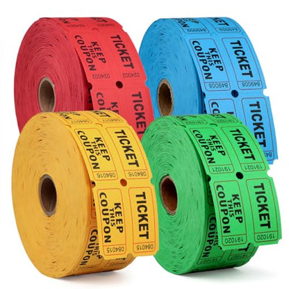 4000 Raffle Tickets Double Rolls, 50/50 Raffle Tickets for Events