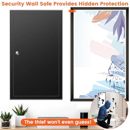 25.6" Tall Wall Safe Between 16" Studs | 33% Larger Capacity | In Wall Safe - color: Black, size: 25.6" Tall