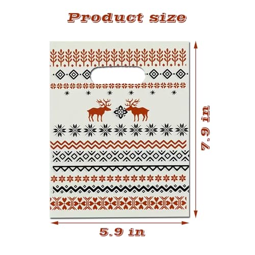 DEDIULE 100 Thank You Gift Bags, Reindeer Pattern Candy and Cookie Bags, Suitable for Birthdays, Baby Showers, Weddings, Christmas, and Retirement (5.9 * 7.9 inches) (Reindeer pattern) - color: Reindeer pattern