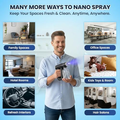 Nano Spray Gun, Cordless Barber Spray Bottle and Mist Atomizer, Black - color: Black
