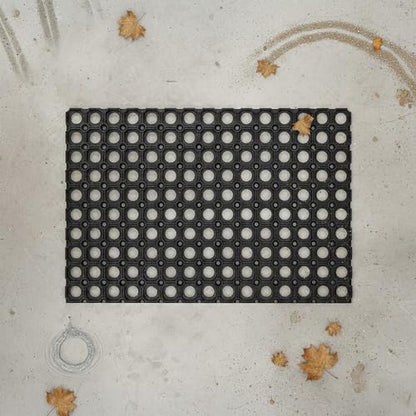 Heavy-Duty Interlocking Rubber Floor Mat, 16"x 24", Shock-Absorbing, Black - size: 24"L x 16"W x 0.6"Th