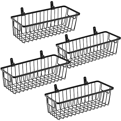 SheeChung Wall Hanging Baskets, Small Wire Basket for Organizer, 4 Pack - color: Black, size: Small, 4 Pack