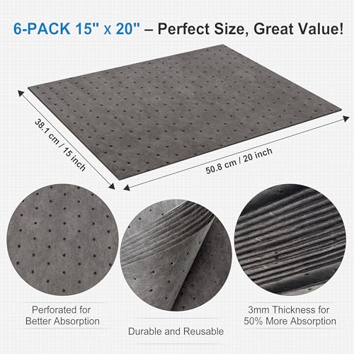 AAwipes Oil Absorbent Pads 15" X 20" 100 Packs Universal for All Liquids Oil Spill Control Oil Absorbing Sheets for Garage Grey OG1520-100 - size: 15"X20" 100PCS Grey