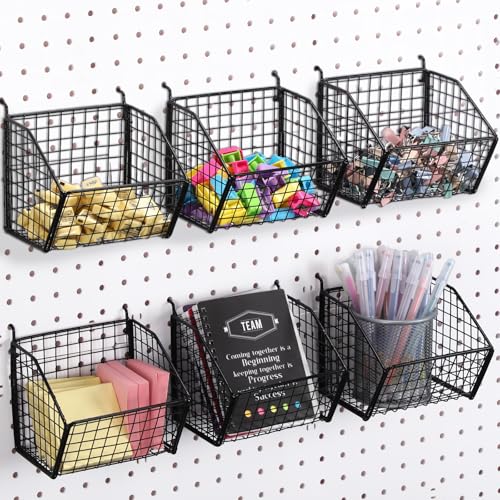 Reallnaive 6 Pack Black Pegboard Baskets 5.1 x 5.1 x 3.5 Inch - color: Black, size: 5.1 x 5.1 x 3.5 Inch