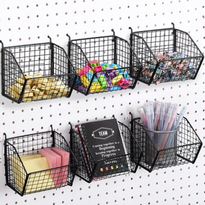Reallnaive 6 Pack Black Pegboard Baskets 5.1 x 5.1 x 3.5 Inch - color: Black, size: 5.1 x 5.1 x 3.5 Inch