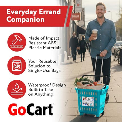 dbest products GoCart,Teal Grocery Cart Shopping Laundry Basket on Wheels - color: Teal, style: Standard