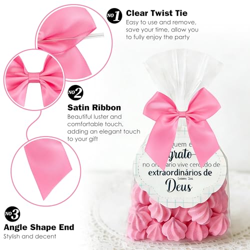 Pink 4.5 Inch Premade Twist Tie Small Gift Wrap Bows 24 Counts - color: Hot Pink