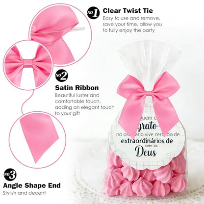 Pink 4.5 Inch Premade Twist Tie Small Gift Wrap Bows 24 Counts - color: Hot Pink