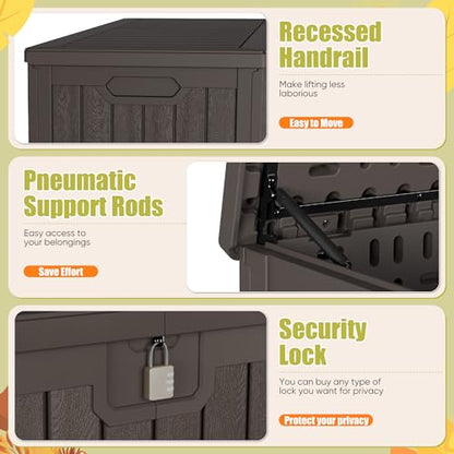 Devoko HDPE 240 Gallon Deck Box Double-Wall with Divider - color: Brown, size: 240 Gallon 1 Pack