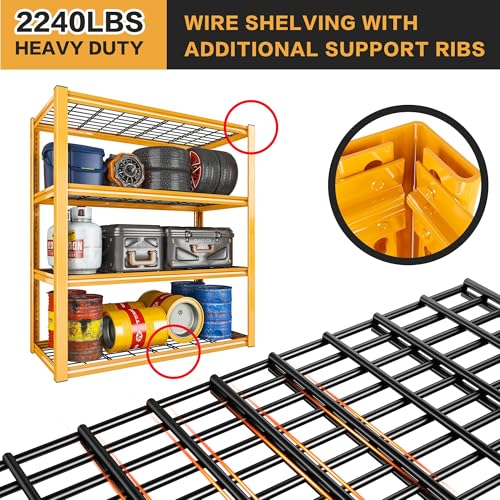 REIBII 40" W Yellow Garage Shelving with Double-Layer Frames for Homeowners - color: Orange