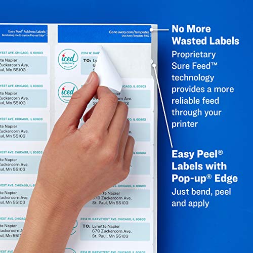 Avery Easy Peel Printable Address Labels with Sure Feed, 1" x 4", White, 500 Blank Mailing Labels (08161) - style: 500 Labels