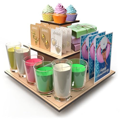3-Tier Natural Wooden Display Stand Bundle for Vendors, Craft Fairs, Markets, Retail