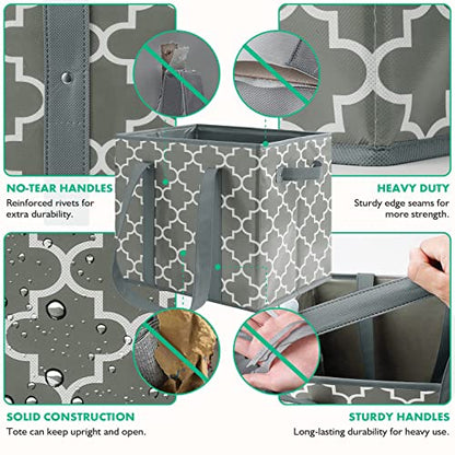 Reusable Grocery Bags 2-Pack Foldable Washable Large Storage Basket, Grey - color: Grey, size: 2 Pack