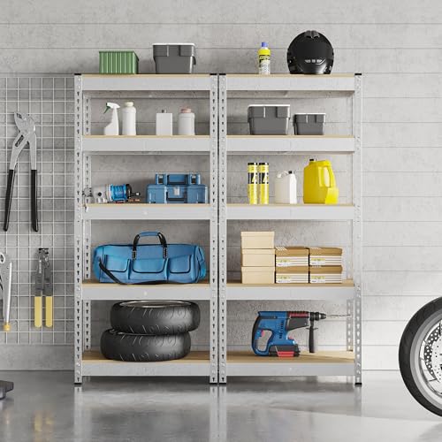 Topeakmart 5 Tier Metal Storage Shelving Unit, 27.5x12x60 Inch, Silver - color: Silver, size: 27.5 x 12 x 60 Inch