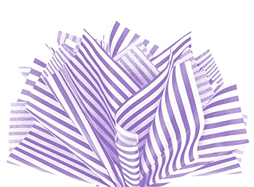 Flexicore Packaging Lilac Purple Pin Stripe Print Gift Wrap Tissue Paper Size: 15 Inch X 20 Inch | Count: 50 Sheets | Color: Lilac Pin Stripe - color: Lilac Striped, size: 50 Sheets